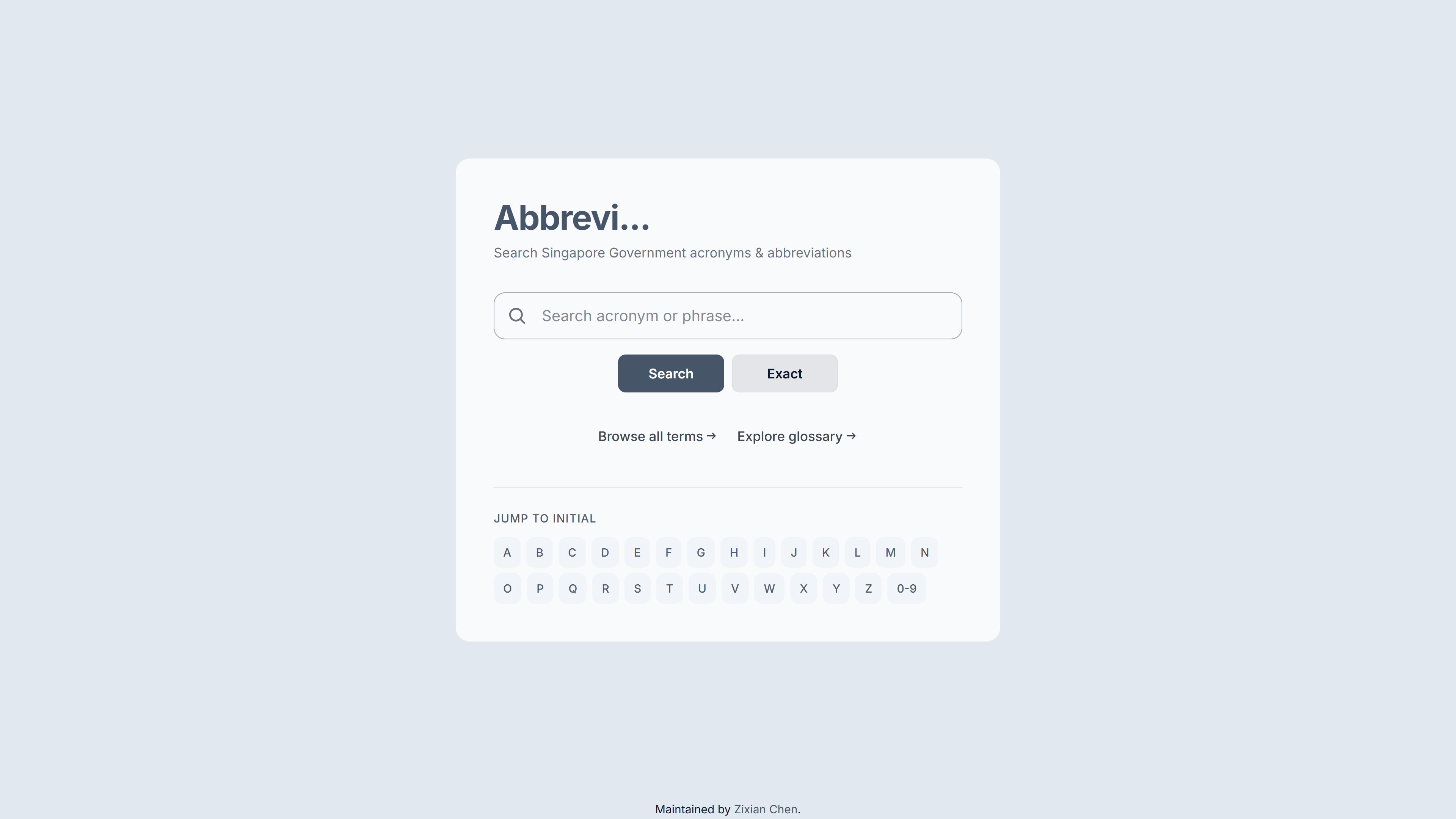 Abbreviation screenshot