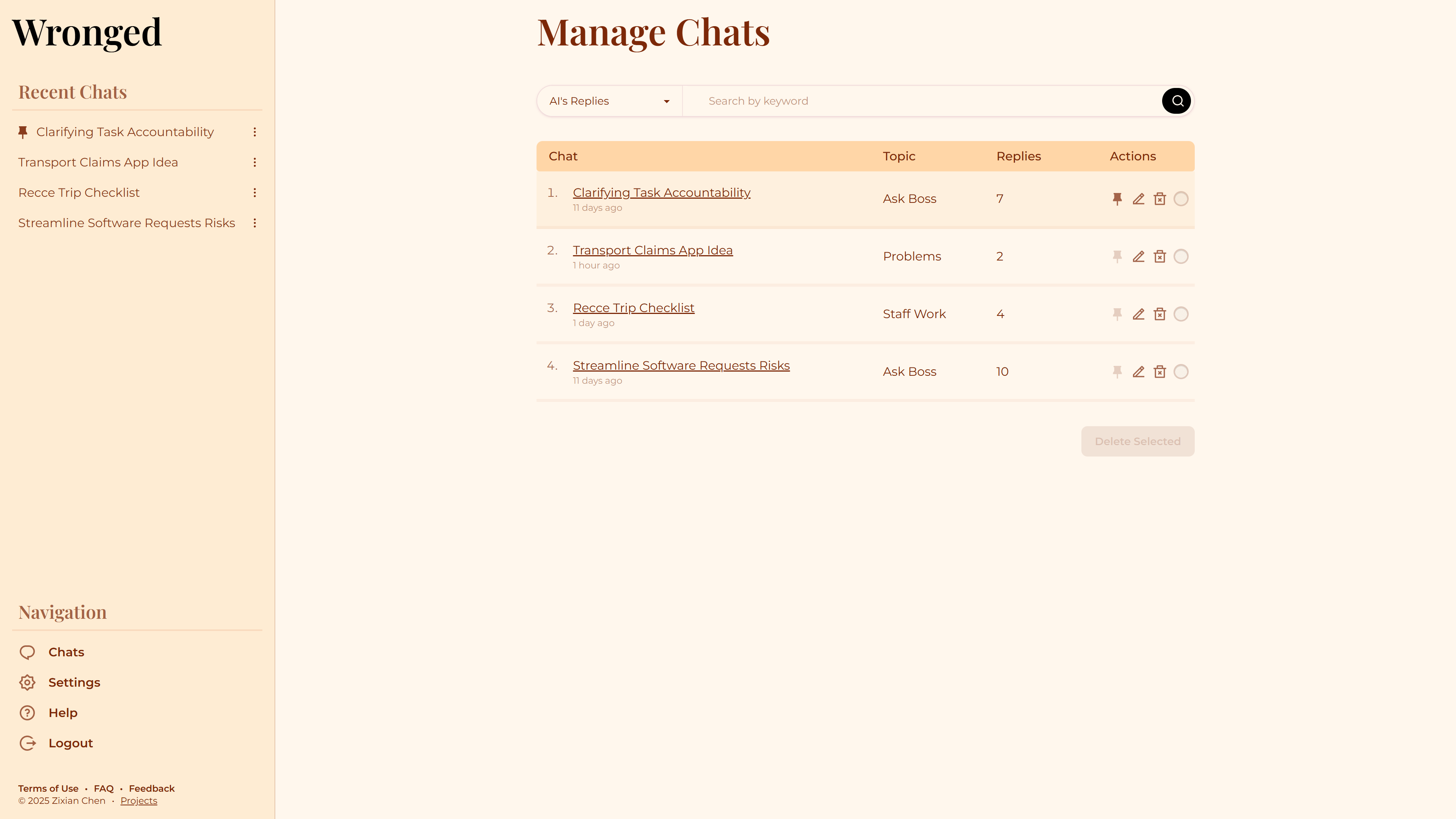 Wronged chat