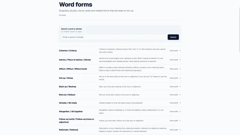 Lingo Confusables word-form guides comparing singulars, plurals, nouns and verbs