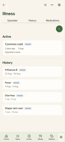Cubby illness log