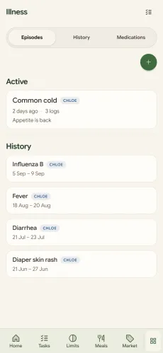 Cubby illness log