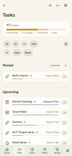 Cubby tasks