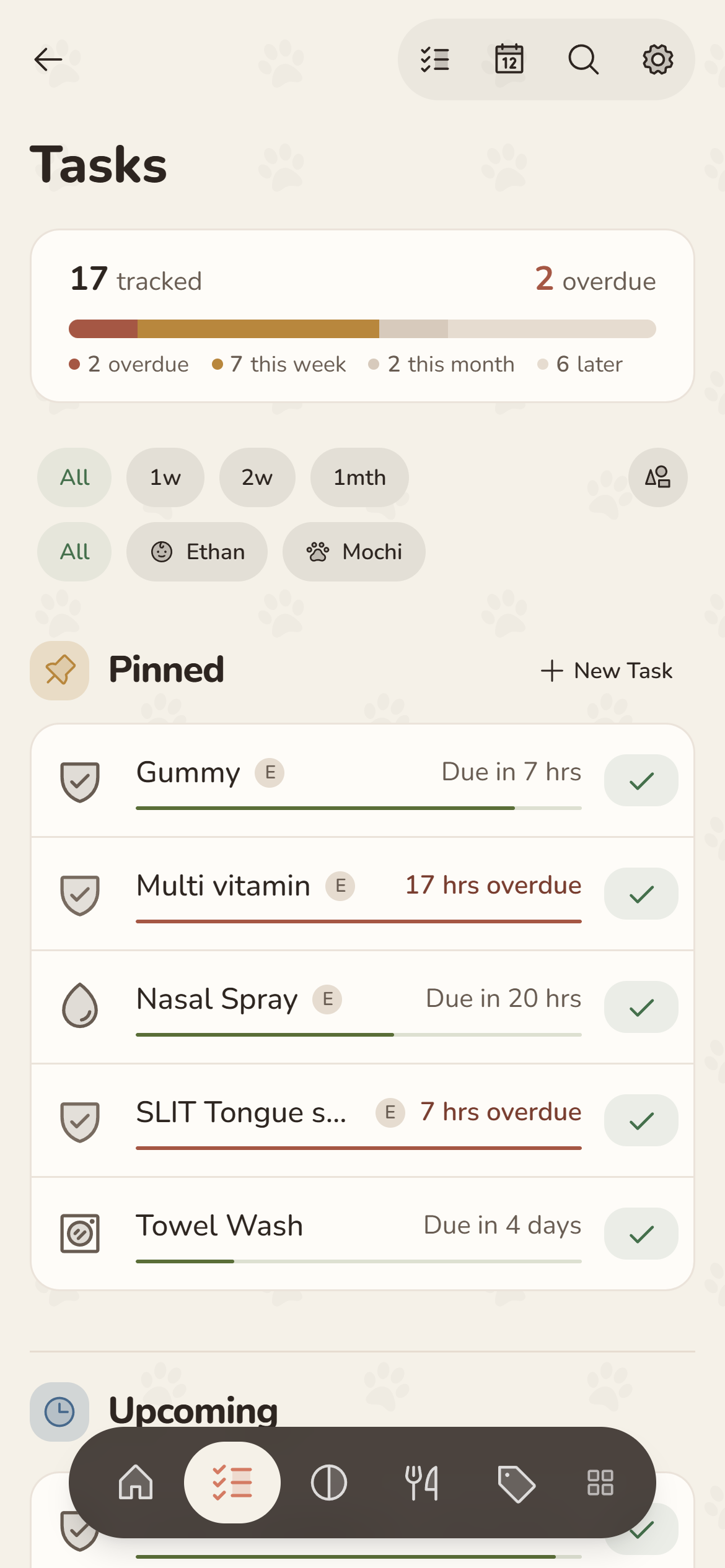 Cubby tasks